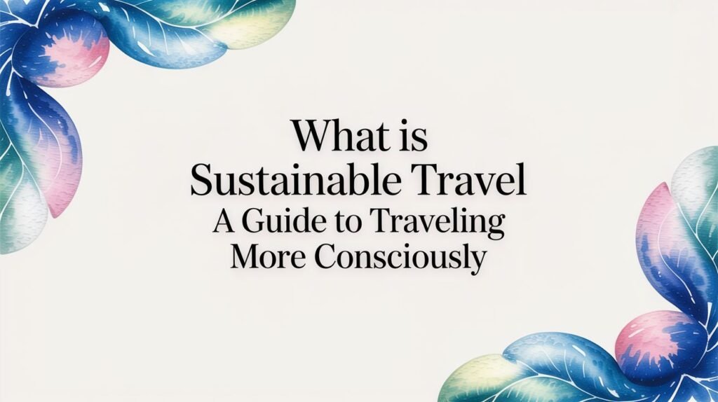 What is sustainable travel? Hero banner title graphic for Eco Nomad Travel